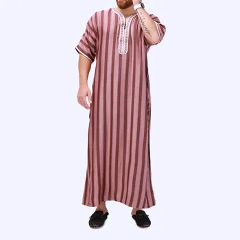 Мусульманские Мужчины Джубба Тобе Кафтаны Платье Рамадан Вышивка Дишдаша Халат Арабская Свободная Длинная Блузка Платье Ид Мубарак Одежда
