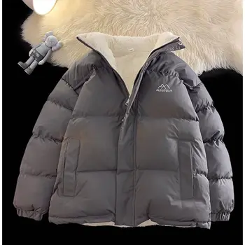 Зимняя флисовая куртка, Женские парки, Утепленное Теплое пальто с воротником-стойкой, Однотонная парка, Женская Модная верхняя одежда 5xl, Синие пальто Klein