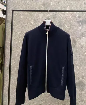 2023 Новое шерстяное вязаное мужское короткое пальто с воротником-стойкой, сшитое из шерсти