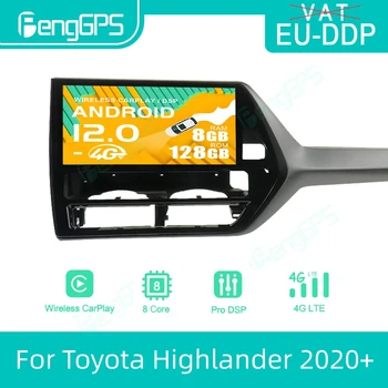 12,3 Дюйма 6 + 128 ГБ Для Toyota Highlander 2020 + Автомобильный Мультимедийный Плеер Рекордер GPS Навигация Стереоприемник Головное Устройство DSP Carplay