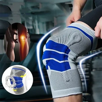 Силиконовый Пружинный полный коленный бандаж для медиальной поддержки надколенника, Сильная Защита от сжатия мениска, Спортивные накладки, Корзина для бега