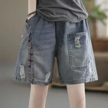 Шорты Летние брюки Женские повседневные Свободные джинсы Harlan с прямой резинкой в виде трубки