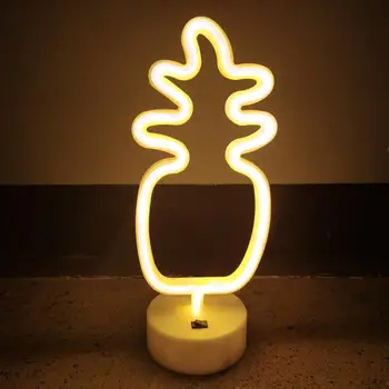 Украшение вечеринки Неоновый свет в виде ананаса Украшение рабочего стола с Usb/батарейным питанием Неяркая светодиодная лампа уникальной формы