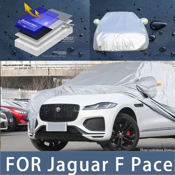 Для Jaguar F Pace Наружная защита Полные Автомобильные чехлы Снежный покров Солнцезащитный козырек Водонепроницаемые Пылезащитные Внешние Автомобильные аксессуары