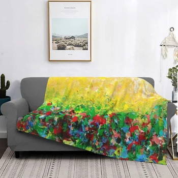 Одеяло с абстрактной акриловой росписью, флис, Тонкий плюш, ГОСТИНАЯ ПРИРОДЫ, Великолепные яркие смелые одеяла для кровати, покрывало