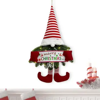 Светодиодный Рождественский венок, дверной венок, рождественские шведские гномы со светодиодной подсветкой, Веселый Рождественский Приветственный световой венок для