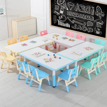 Дети детского сада столы ученический стол и стул могут поднять пластиковые столы для дома могут писать и граффити таблица живопись