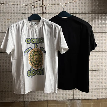 В наличии футболки CASABLANCA с рисунком черепахи, спортивная футболка с буквенным принтом с коротким рукавом, хлопковая футболка Casa 3XL для мужчин и женщин