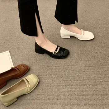 Женская обувь весеннего дизайна 2023, модная элегантная женская обувь с квадратным носком на низком каблуке