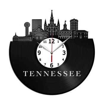 Виниловые настенные часы Tennessee Skyline для домашнего декора - Настенные часы для гостиной и кухни - 12 дюймов