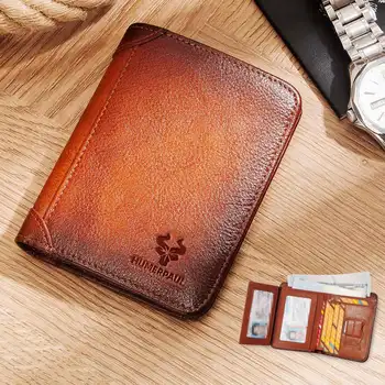Мужской кошелек из натуральной кожи HUMERPAUL HOT Slim Trifold с RFID блокировкой, держатель для кредитных карт, Классический Мужской Клатч, сумки для денег