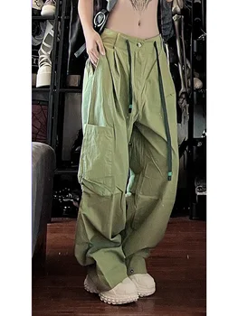 Женские брюки Y2k в японском стиле в стиле ретро, Лето 2023, свободного кроя, прямые брюки с высокой талией, широкие брюки высокого качества