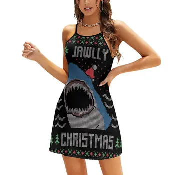 Уродливая Рождественская акула, Ду-Ду-Ду, Уродливая Чри, женское платье-слинг, забавное платье с ремешками, милое экзотическое женское платье для каникул
