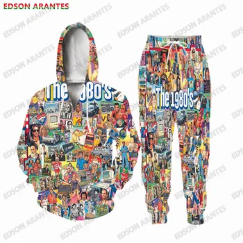 Винтажные мужские спортивные костюмы бренда EDSON ARANTES, воспоминания о 8090-х, толстовка с принтом на молнии и штаны, комплект для бега, одежда на заказ