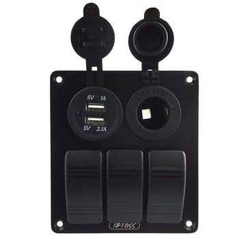 Поворотные переключатели с подсветкой / розетка 12 В-24 В, двойной USB Автоматический