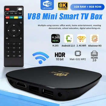 Allwinner H3 Black Mini Smart Tv Box Четырехъядерный Поддерживает медиаплеер с разрешением 8k Smart Home 2.4 g Wifi телеприставка Android 12