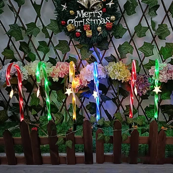 Заземляющая лампа на солнечной энергии, энергосберегающие рождественские фонари из конфетного тростника, экологически чистая энергия Grenn для садовой дорожки, газона во дворе