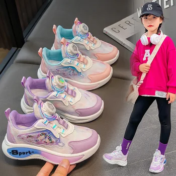 Спортивная обувь для девочек, осень-весна, Детские кроссовки для бега, Мягкая подошва, Студенческая принцесса, повседневные туфли Infantil Zapatos