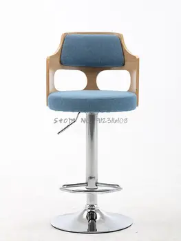 Современный простой барный стул со спинкой, высокий табурет, бытовой скандинавский барный стул, высокий стул, подъемный вращающийся барный стул