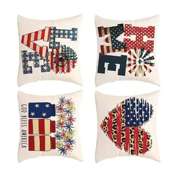 Наволочки для домашнего декора подушек, Льняные наволочки для наволочек, 4 июля, Декор Дня Независимости США, Наволочки для подушек