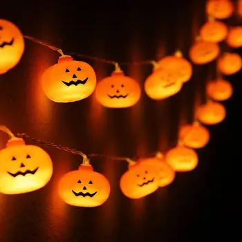 Светодиодная гирлянда 1ШТ 1,5 м 10 светодиодов на Хэллоуин, светодиодная тыква, батарейный блок, гирлянда, декоративный светильник для фестиваля призраков