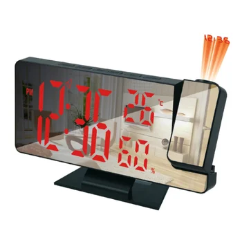 Светодиодный цифровой будильник, Электрический будильник для спальни с проекцией FM-радио, проектор времени, Прикроватные часы для спальни