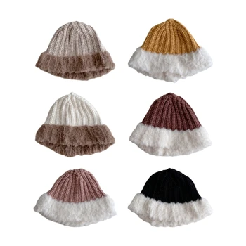 Вязаная шапочка-капот, Модная зимняя теплая шапка для детей, для мальчиков и девочек от 2 до 6 лет 066B