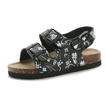 MODX, новые летние детские пляжные пробковые сандалии с принтом для девочек и мальчиков, повседневная нескользящая обувь на плоской подошве с милой горкой.