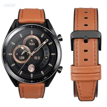 20мм 22мм 24мм Кожаный Ремешок для Huawei Watch 3/3 pro/GT 2/2e/Pro Спортивный Браслет на Запястье Samsung Galaxy Watch 4 Gear S3
