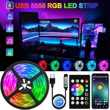 5050 Светодиодная Лента USB Bluetooth RGB 5V LED RGBW Lights Гибкая Светодиодная Лампа Лента RGBWW TV Desktop BackLight Диодная Лента