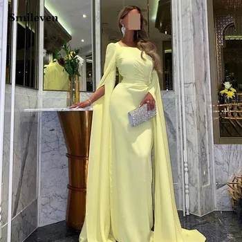 Желтые шифоновые вечерние платья Smileven с квадратным вырезом, Саудовско-Арабское платье для выпускного вечера, мусульманские платья для официальных мероприятий с длинным рукавом 2023 г.