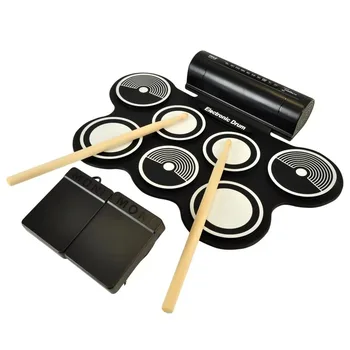 Электронная ударная установка - компактная барабанная установка, подключение к MIDI-компьютеру, быстрая настройка, свернутая конструкция (совместима с Mac и ПК)