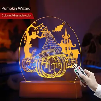 Ночник на Хэллоуин, красочный Тыквенный череп, 3D иллюзия, настольная лампа, украшения для вечеринки на Хэллоуин, Подарки, украшения