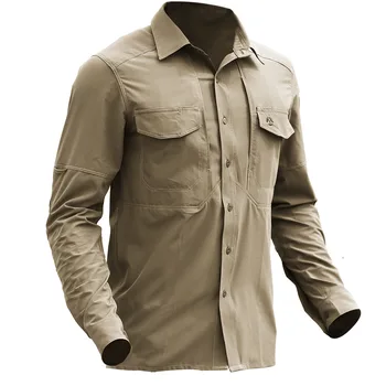 Мужская дышащая боевая рубашка с длинным рукавом, быстросохнущие топы, страйкбол, спортивная езда, военно-тактическая рубашка, сафари