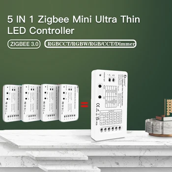 GLEDOPTO 5 В 1 Smart Zigbee 3.0 Ультратонкий Мини-контроллер светодиодной ленты DC5-24V Alexa Voice APP и 2.4G RFControl