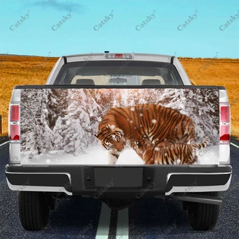 Пленка для задней двери грузовика Tiger and Her Cubs Из профессионального материала Универсальная Подходит для Полноразмерных грузовиков Устойчива к Атмосферным воздействиям Безопасна для автомойки