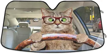 Oarencol Забавный кот, управляющий солнцезащитным козырьком на лобовом стекле автомобиля, складной солнцезащитный козырек от ультрафиолетовых лучей, защищающий ваш автомобиль от холода
