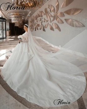 Элегантные свадебные платья в стиле милой девушки, роскошные свадебные платья в часовне с длинными рукавами и длинным шлейфом, свадебные платья принцессы Vestido Blanco