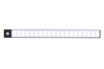 20-сантиметровый светодиодный светильник для шкафа с датчиком движения, перезаряжаемые кухонные ночники, 40 светодиодных магнитов для нижнего шкафа, черный, 2 УПАКОВКИ