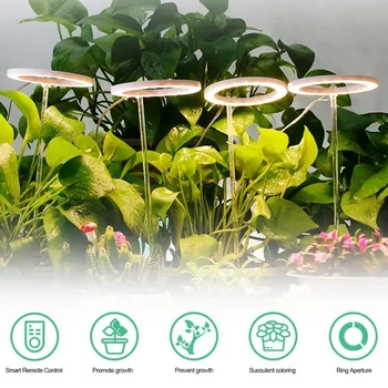 Светодиодное растительное кольцо для выращивания растений в помещении с полным спектром Регулируемой выдвижной USB-подсветкой для растений и выращивания овощей и цветов