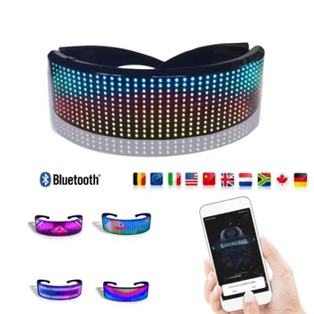 Светящиеся очки со светодиодной подсветкой Bluetooth, новинка, освещение для вечеринки, бара, фестивального представления, электронные футуристические очки с управлением приложением DIY