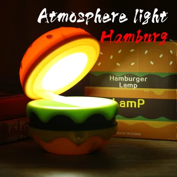 Милые перезаряжаемые настольные лампы для гамбургеров с регулируемым горлышком, сенсорным выключателем с регулируемой яркостью, ночники для детской, Настольные аксессуары