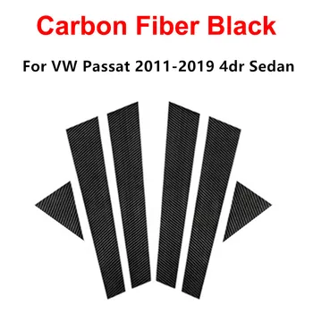 6шт. Накладка на дверные стойки, Наклейка из углеродного волокна, Наклейка для VW Passat 2011-2019 4dr Седан