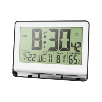 Атомные часы с температурой и влажностью в помещении, цифровые настенные или настольные часы с автоматической настройкой, работающие от батареек