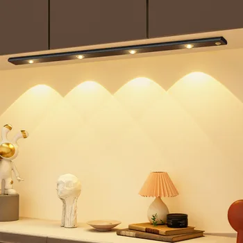 USB-датчик движения, светодиодная подсветка, беспроводные, ультратонкие светодиодные светильники для шкафа, внутреннее освещение, идеально подходит для кухни, спальни, шкафа