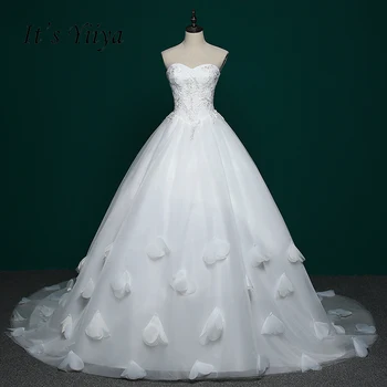Свадебные платья без бретелек с простым белым кружевным шлейфом, высококачественное платье невесты с шлейфом, бальное платье Vestidos De Novia IY010
