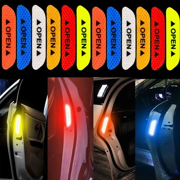 Светоотражающие наклейки на двери автомобиля, наклейки для безопасности автомобиля, светоотражающие ленты на кузов автомобиля, автомобильные запчасти, интерьер и экстерьер 4шт