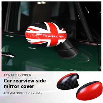 Наклейка на боковое зеркало заднего вида автомобиля, крышки для Mini Cooper R50 R52 R53, Аксессуары для стайлинга автомобилей