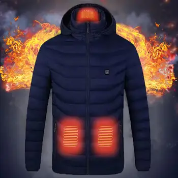 Уличная куртка Зимнее пальто Куртка с капюшоном с подогревом и питанием от USB 9 нагревательных блоков Защита шеи Зимнее пальто для женщин и мужчин