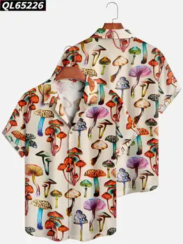 Гавайская Рубашка Мужские Летние Топы На Пуговицах С Коротким Рукавом, Высококачественные Рубашки с 3D Растениями для Мужчин, Повседневная Уличная Одежда, Роскошные Рубашки, Футболка